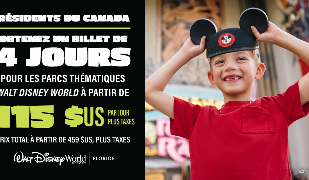 Résidents du Canada : Billet pour un parc d’attractions de 4 jours ou plus à partir de 115 $US par jour, plus taxes